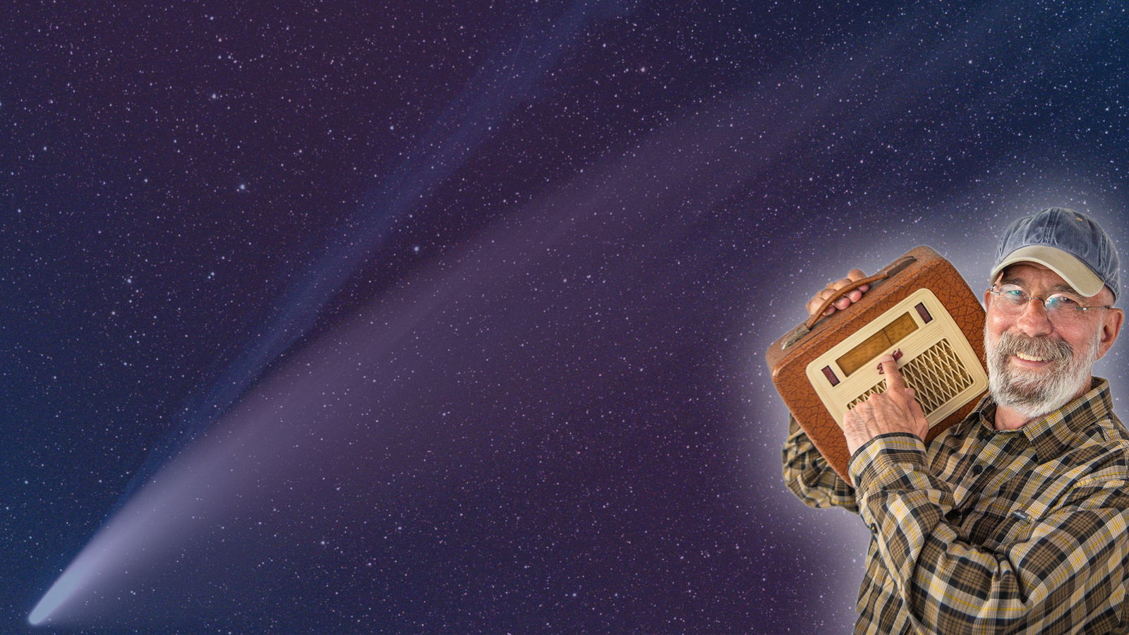 Rik De Lisle vor dem Komet Neowise